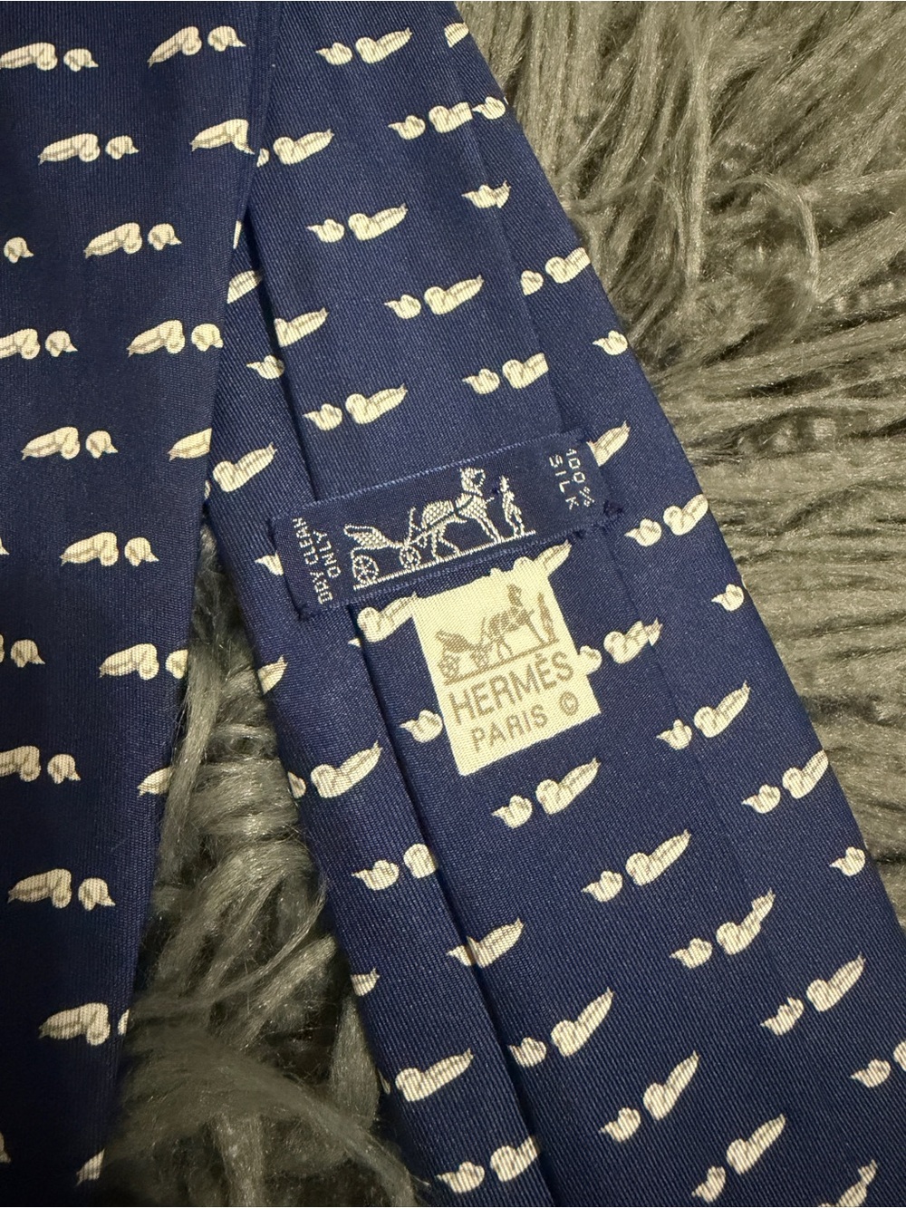 Hermes Paris Men's Navy Silk ties